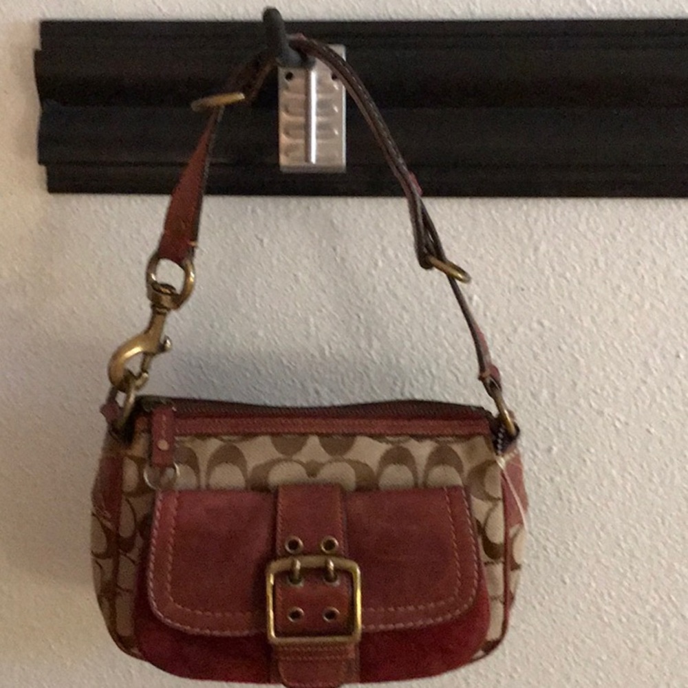 VINTAGE COACH LEGACY BROWN LEATHER CANVAS BAG